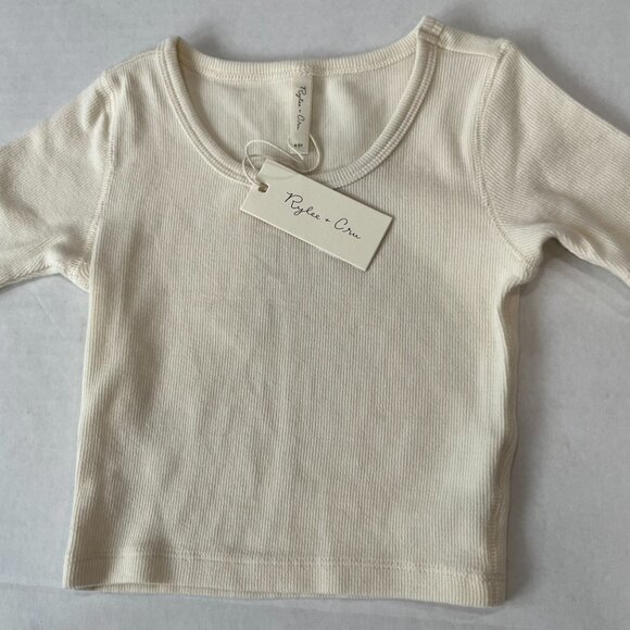 Girl - 4-5Y - NWT Ribbed Scoop Ivory Short Sleeve Tee - Picture 2 of 4